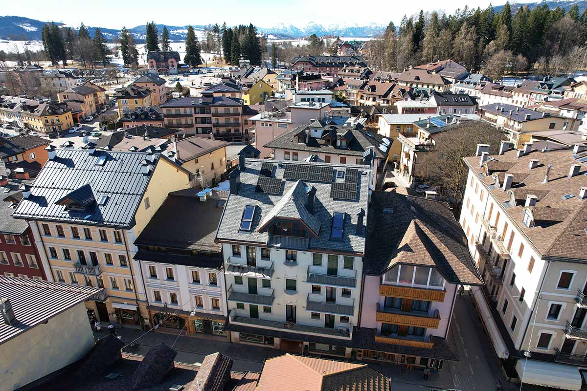 Veduta aerea del Corso IV Novembre di Asiago